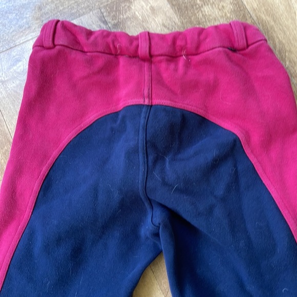 Fouganza Navy Kids Riding Breeches with Pink Detail - Picture 6 of 6